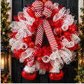 Candy Cane Christmas Mesh Wreath